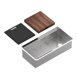 Specialty Products ROHL: Culinario 36'' Stainless Steel Chef/Workstation Sink With Accessories - Brushed Stainless Steel